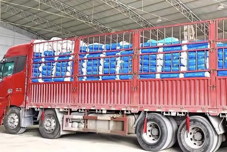 Truck loaded with bagged fennel seed for transport